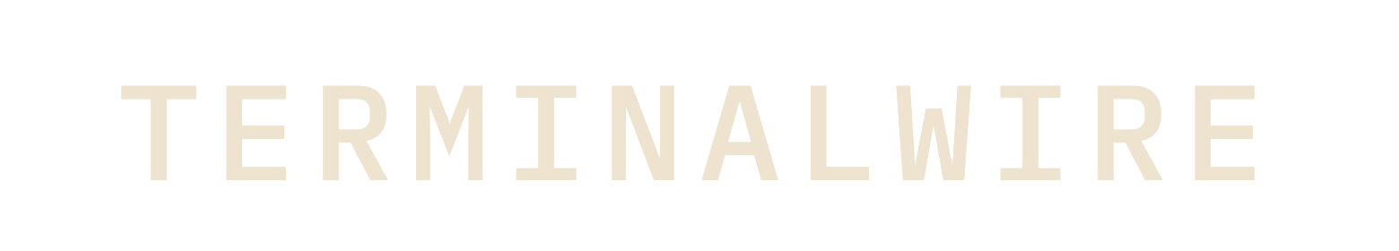 Terminalwire wordmark, light on espresso